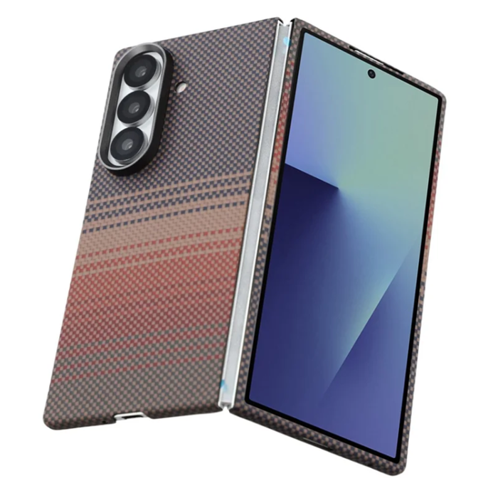 A-One Brand - Galaxy Z Fold 7 5G Mobilskal Aramid Fiber Gradient - Sunset Gul