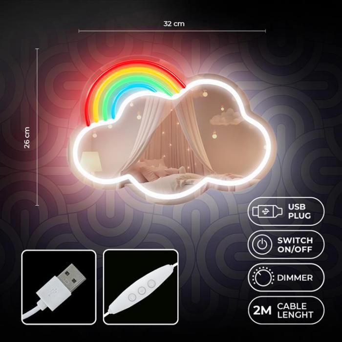 Forever Light - Forever Light Neon MIRROR LED CLOUD FMNE05 - Flerfärgad