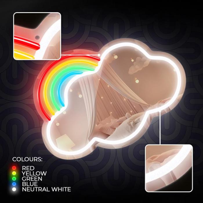 Forever Light - Forever Light Neon MIRROR LED CLOUD FMNE05 - Flerfärgad