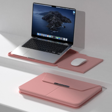 A-One Brand - Datorfodral 15.6" Detachable med Stativ PU-läder - Rosa
