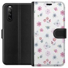 iSecrets - Plånboksfodral till Sony Xperia 10 III med Blommor och fjärillar