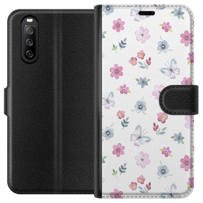 iSecrets - Plånboksfodral till Sony Xperia 10 III med Blommor och fjärillar