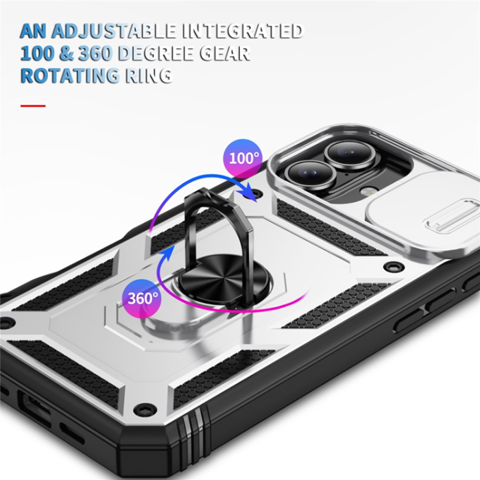 A-One Brand - iPhone 17 Mobilskal Slide Camshield Kickstand - Vit