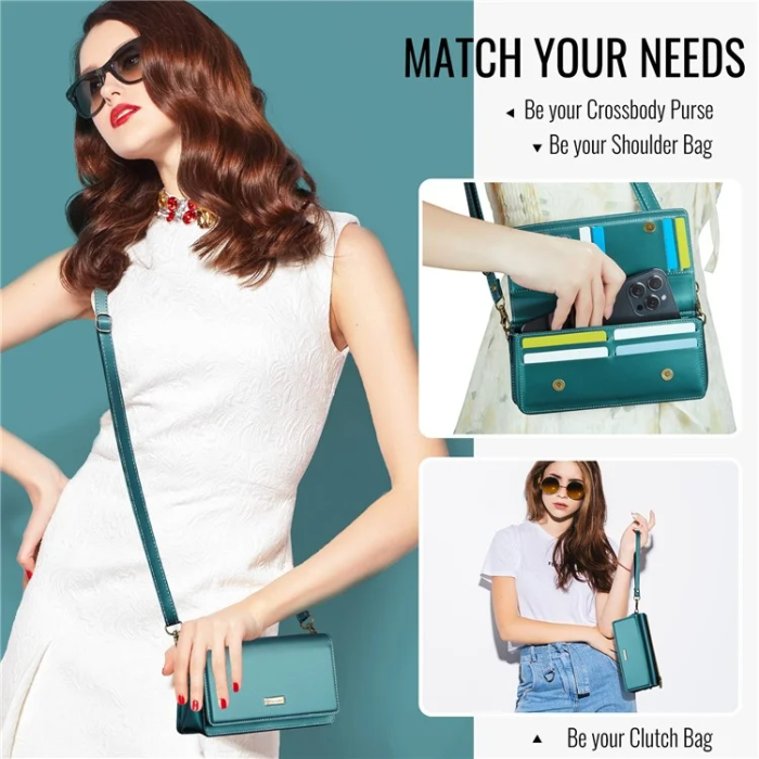 Caseme - CASEME Crossbody Väska RFID Blocking Me30 Max Läder - Grön