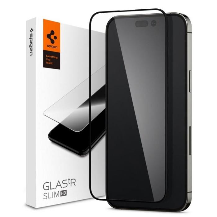 UTGATT - Spigen iPhone 14 Pro Max Härdat Glas Skärmskydd FC - Svart