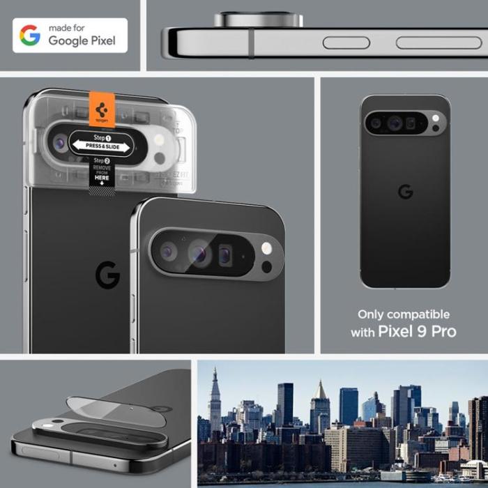Spigen - [2-Pack] Spigen Google Pixel 9 Pro Linsskydd Härdat Glas EZ Fit