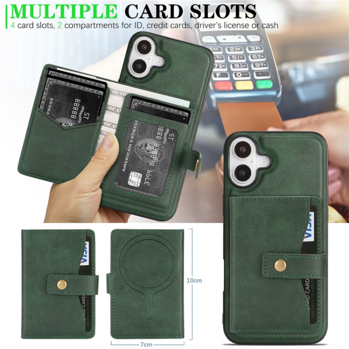 A-One Brand - iPhone 17 Mobilskal MagSafe Detachable Korthållare - Grön