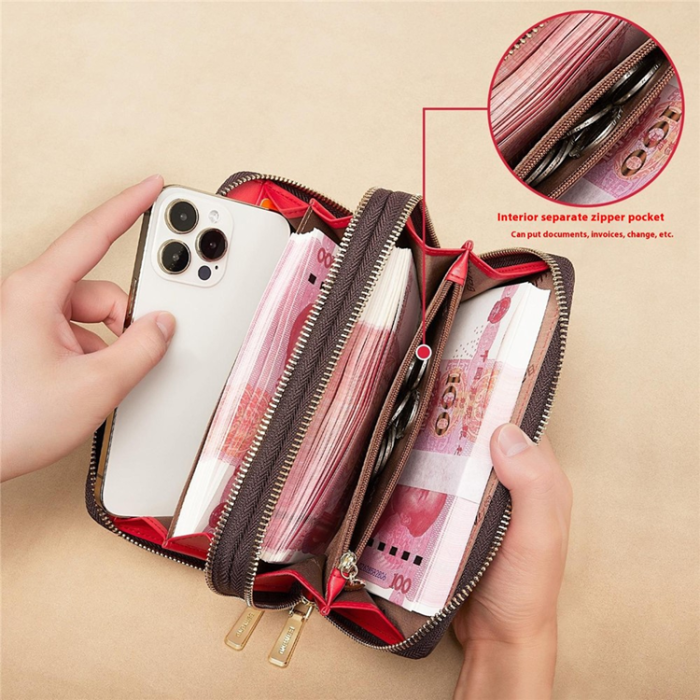 BANYANU - BANYANU Plånbok för Dam Lång Double Zipper N9012