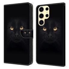 OEM - Samsung Galaxy S26 Ultra Pl&aring;nboksfodral Magnetl&aring;s Konstl&auml;der - Svart Katt
