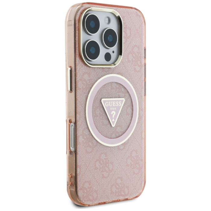 Guess - Guess iPhone 16 Pro Max Mobilskal Magsafe Glitter - Rosa