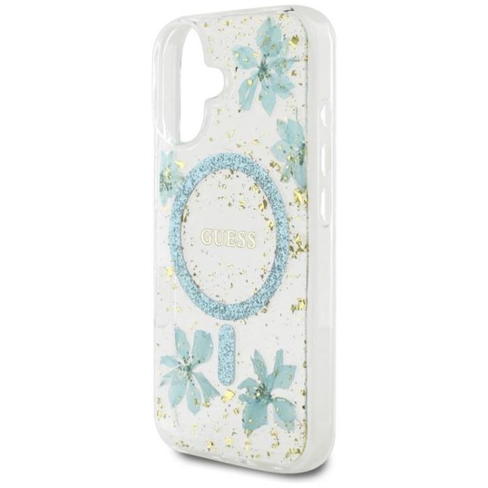 Guess - Guess iPhone 16 Mobilskal MagSafe Resin Flowers - Turkos