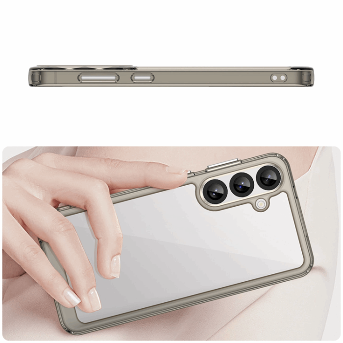 OEM - Galaxy S25 Plus Mobilskal Outer Space med Ram - Transparent/Svart