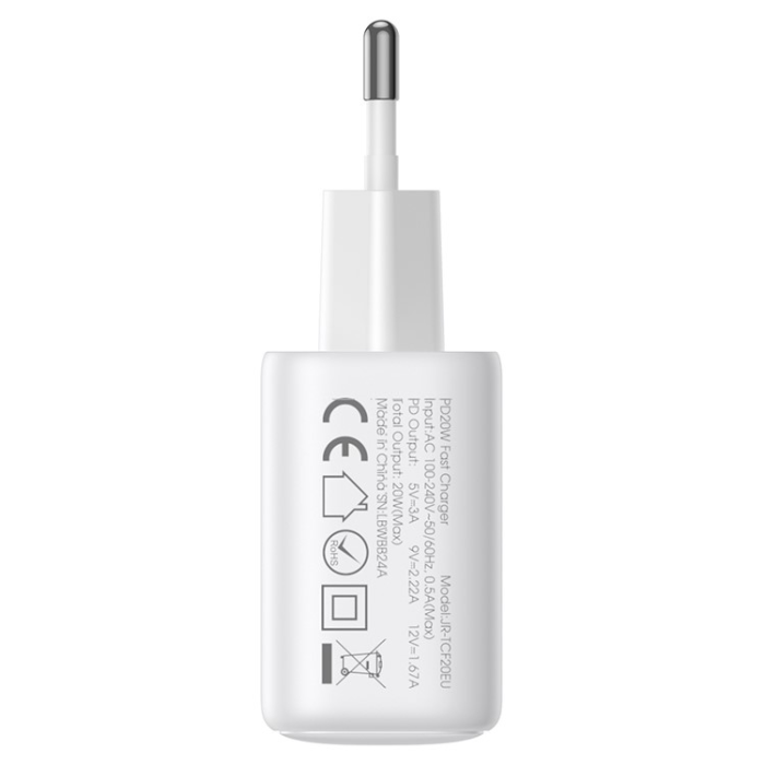 Joyroom - JOYROOM Snabbladdare 20W USB-C EU JR-TCF20 PD - Vit