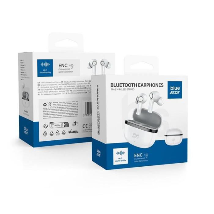 Blue Star - Blue Star TWS Bluetooth Trådlösa Hörlurar Stereo ENC - Vit