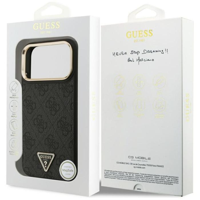 Guess - Guess iPhone 17 Pro Max Mobilskal MagSafe 4G Triangle Logo - Svart Guld