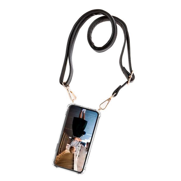 Boom of Sweden - Boom iPhone 12 & 12 Pro skal med mobilhalsband- Strap Black