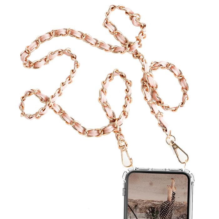 Boom of Sweden - Boom iPhone 13 skal med mobilhalsband- Chain Pink