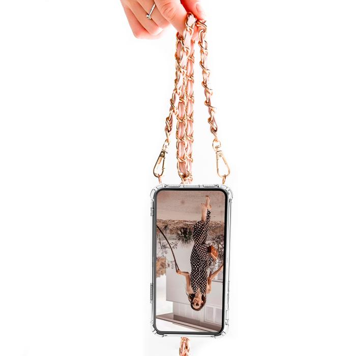 Boom of Sweden - Boom iPhone 13 skal med mobilhalsband- Chain Pink