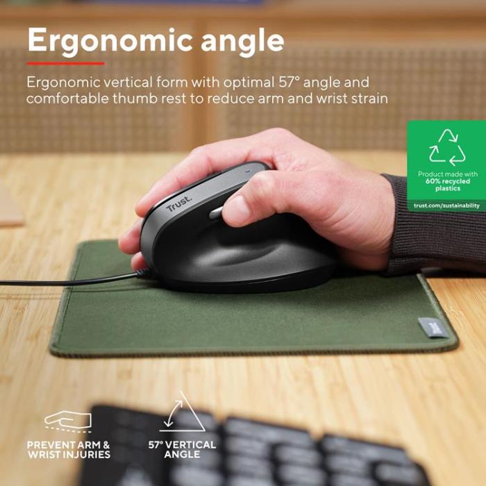 Trust - TRUST Bayo II Ergonomisk Mus - Svart
