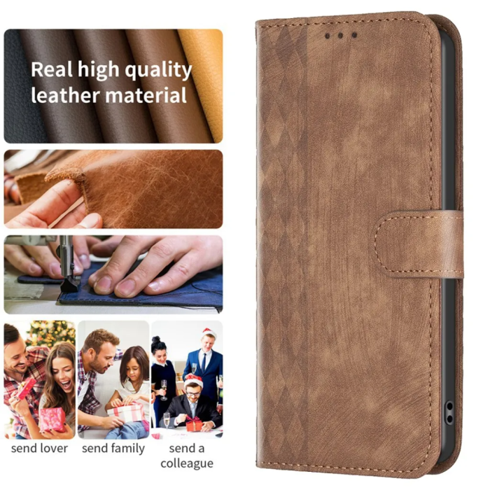 Taltech - iPhone 15 Plus Plånboksfodral Tryck - Brun