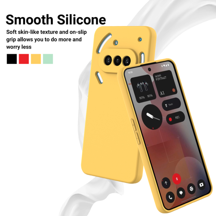 A-One Brand - Nothing Phone (3a) Mobilskal Liquid Silikon med Handrem - Gul