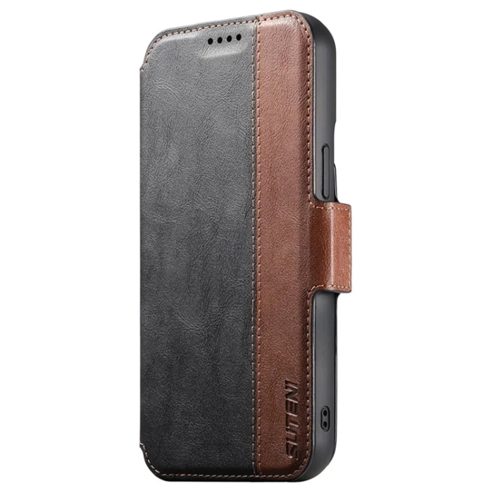 SUTENI - SUTENI iPhone 16 Pro Max Plånboksfodral Magsafe Cowhide - Svart