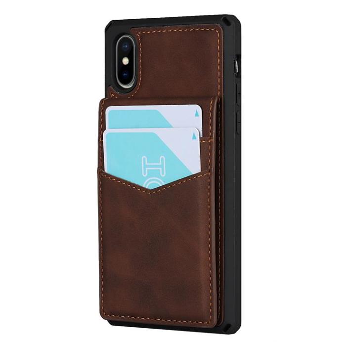 OEM - Skal med Kortplatser till iPhone X / Xs - Brun