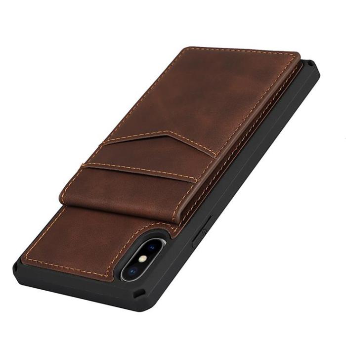 OEM - Skal med Kortplatser till iPhone X / Xs - Brun