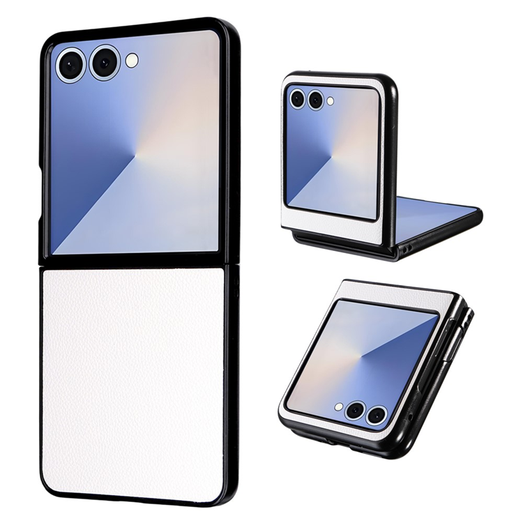 Galaxy Z Flip7 Mobilskal Litchi Texture Läder - Vit (Vit) | 2353 | AlltMobil