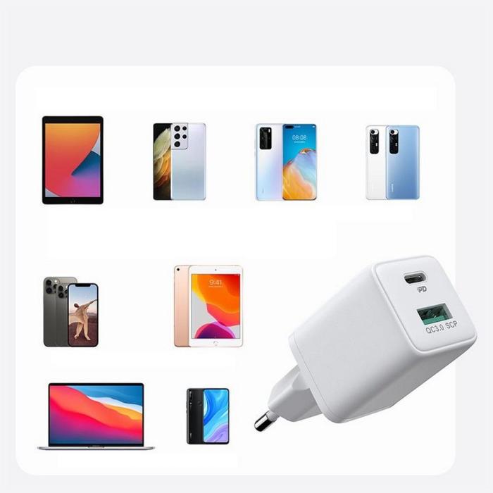 Joyroom - Joyroom 2-Port Network Laddare PD30W - Vit