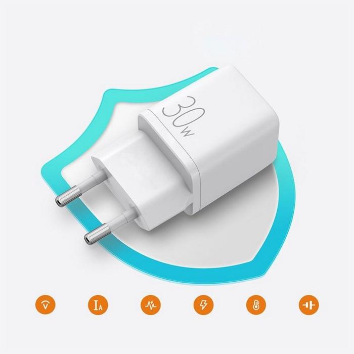 Joyroom - Joyroom 2-Port Network Laddare PD30W - Vit