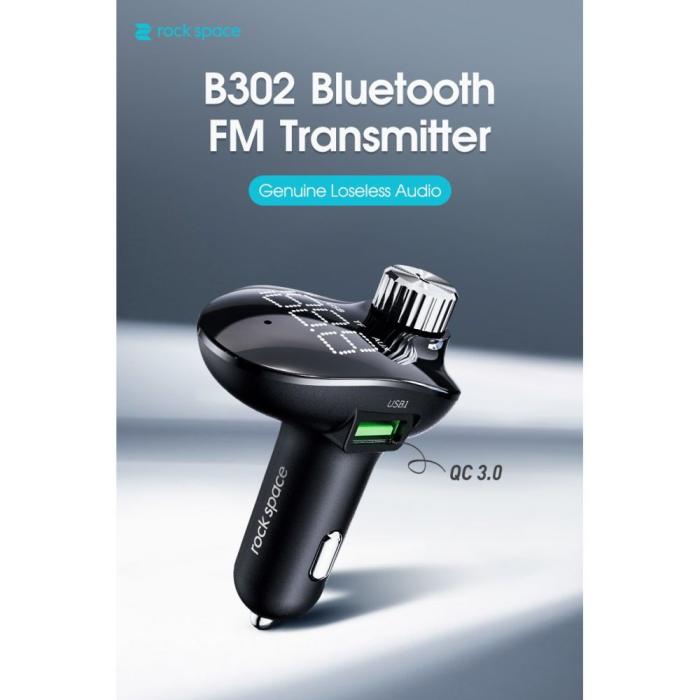 UTGATT5 - Rock B302 2-Port Usb Car Charger + Transmiter Fm - Svart