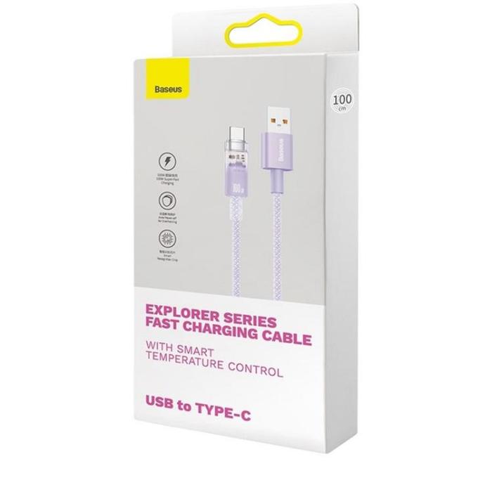 BASEUS - Baseus USB-C till USB-A kabel 2m 100W - Lila