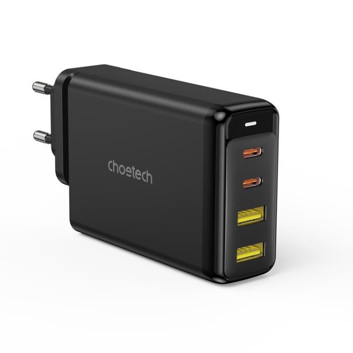 Choetech - Chotech 4-Ports Väggladdare Adaptrar GaN 140W - Svart