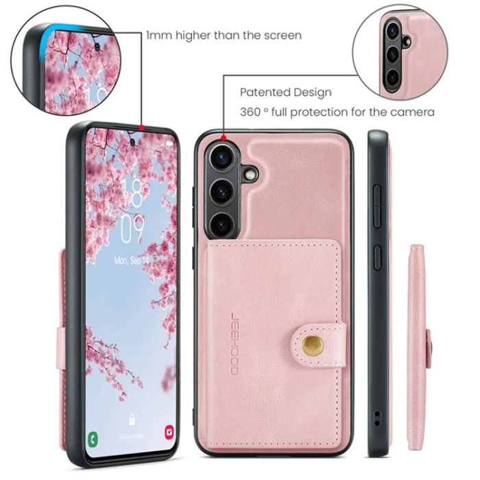 OEM - JEEHOOD Galaxy S24 FE Fodral KonstLäder + Plast - Rosa