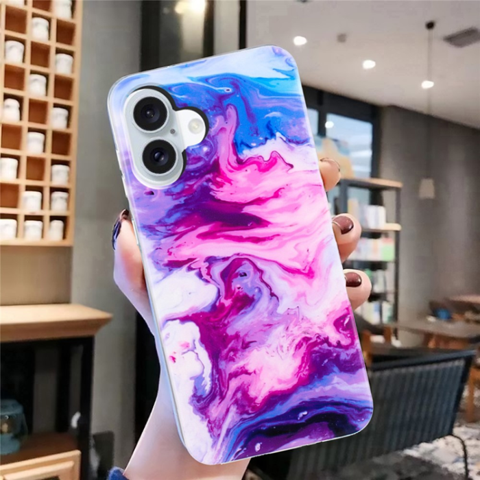 A-One Brand - iPhone 17 Mobilskal Marble Pattern Painted TPU - Rosa