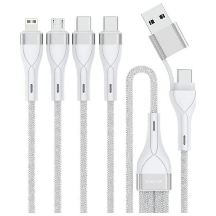 4smarts 4in1 USB-C Till USB-C/Lightning/Micro-USB Kabel 1.2m - Vit | 3541 | AlltMobil