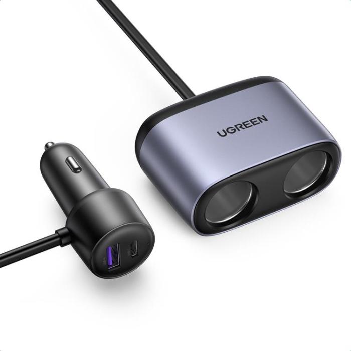 UTGATT1 - Baseus Billaddare USB Till Typ-C Med 2x Biluttag - Grå