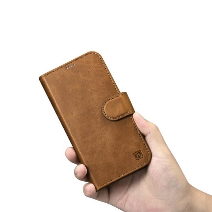 ICARER - iCarer iPhone 14 Plus Plånboksfodral 2in1 Äkta Läder Anti-RFID - Brun