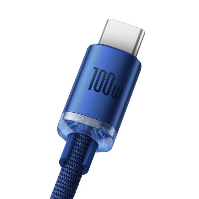 BASEUS - Baseus USB Till USB-C 100W 2m Kabel Crystal Shine - Blå