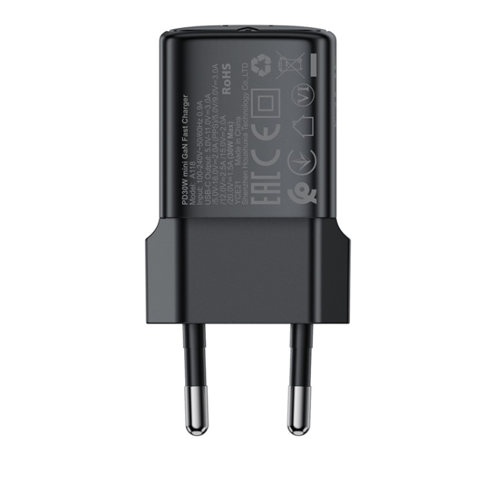 Acefast - ACEFAST Mini GaN Snabbladdare 30W USB-C EU A118 PD - Svart