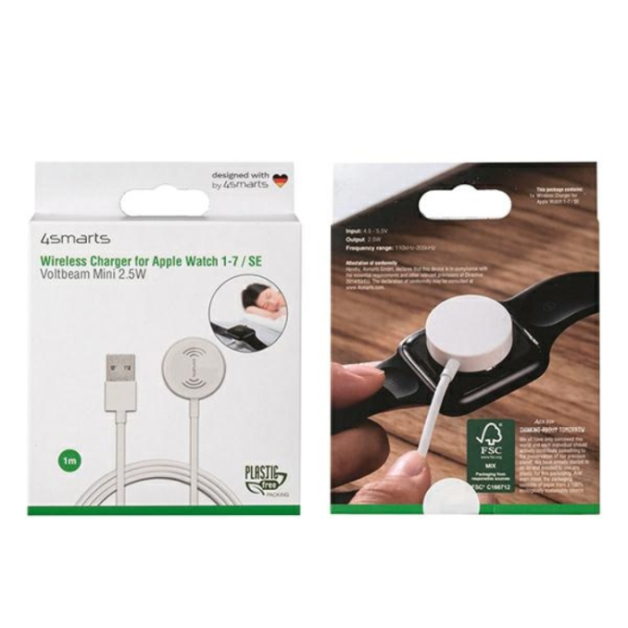 4smarts - 4smarts laddare Apple Watch 2.5W Med USB-A Kable - Vit