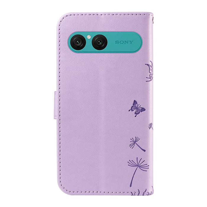 A-One Brand - Sony Xperia 10 VII Plånboksfodral Strap Dandelion Läder - Lila