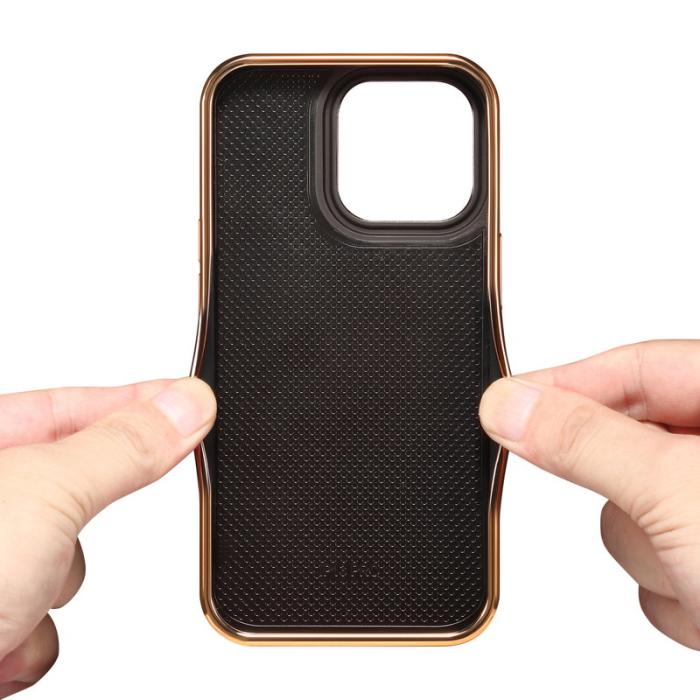 DENIOR - DENIOR Mobilskal till iPhone 15 Pro Äkta Läder + PC + TPU - Lila