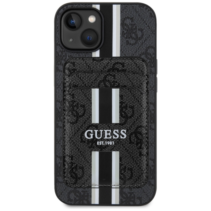 Guess - Guess iPhone 15 Mobilskal Magsafe Korthållare Stripes