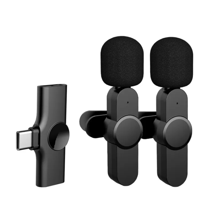 Lavalier - Lavalier Typ-C Trådlös M21 2 st Mikrofoner Bluetooth - Svart