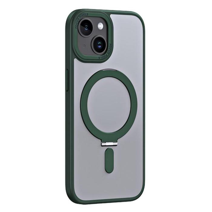 OEM - iPhone 15 Plus Mobilskal Magsafe Kickstand - Grön