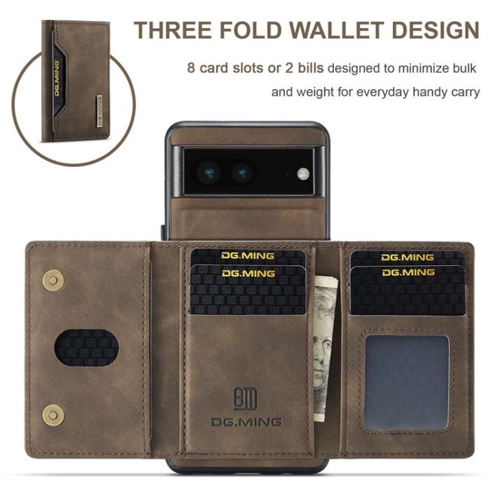 DG.MING - DG.MING Google Pixel 6a Plånboksfodral Detachable 2-in-1 M2 - Coffee