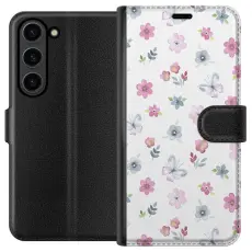 Gustaf - Pl&aring;nboksfodral till Samsung Galaxy S24+ med Blommor och fj&auml;rillar