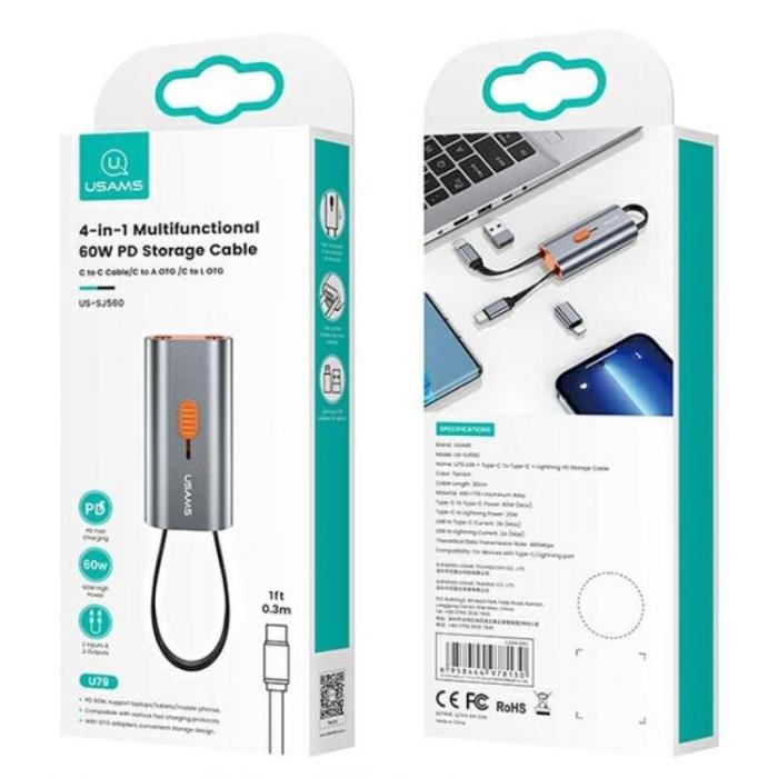 USAMS - USAMS USB-C/USB-C till USB-A/USB-C till Lightning Adapter 60W SJ560USB01